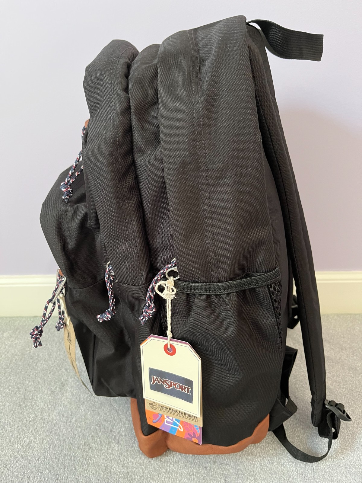 JanSport Cool Student Backpack Black School Bookbag New