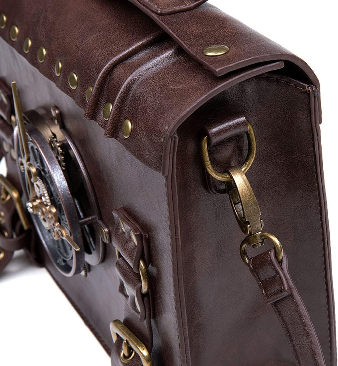 Retro Leather Messenger Bag – Steampunk Gothic Satchel for Women