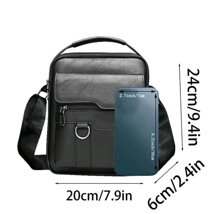 Men’s Genuine Leather Crossbody Small Travel Shoulder Multi Pocket Bag