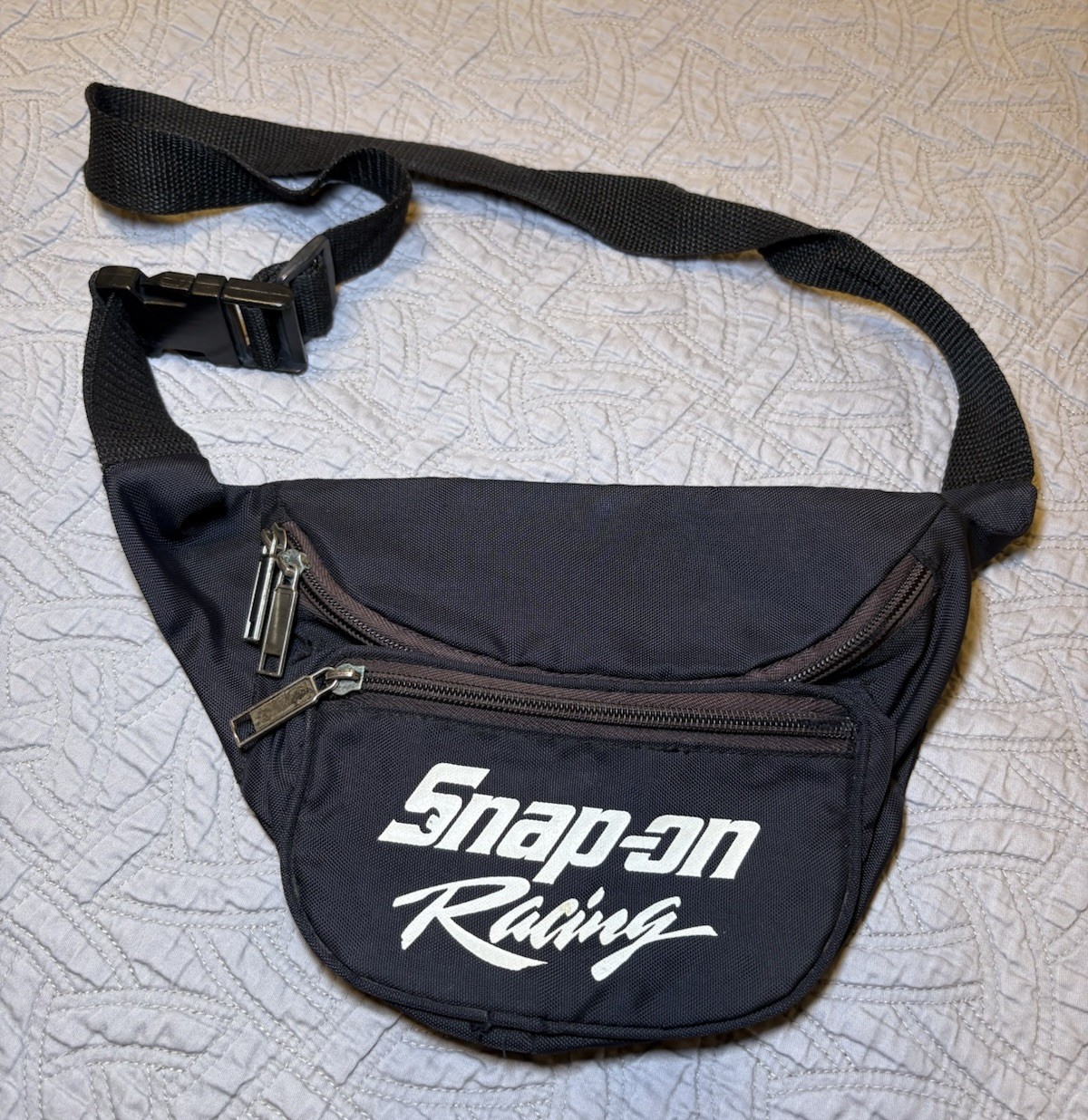 Vintage Snap On Tools Racing Black Zip Up Waist Fanny Pack Bag Strap OBO !!