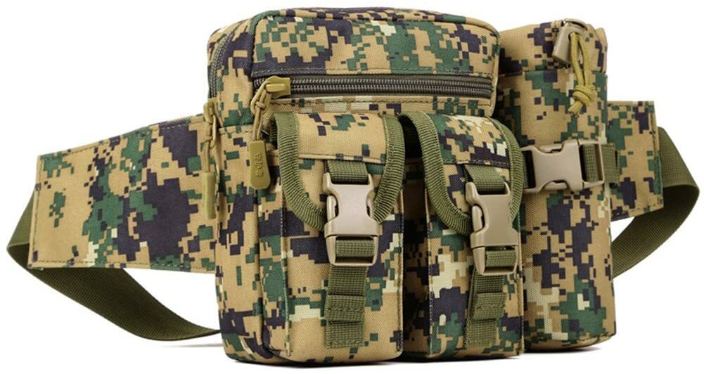 Tactical Waist Pack Pouch With Water Bottle Pocket Holder Waterproof Belt Bag US