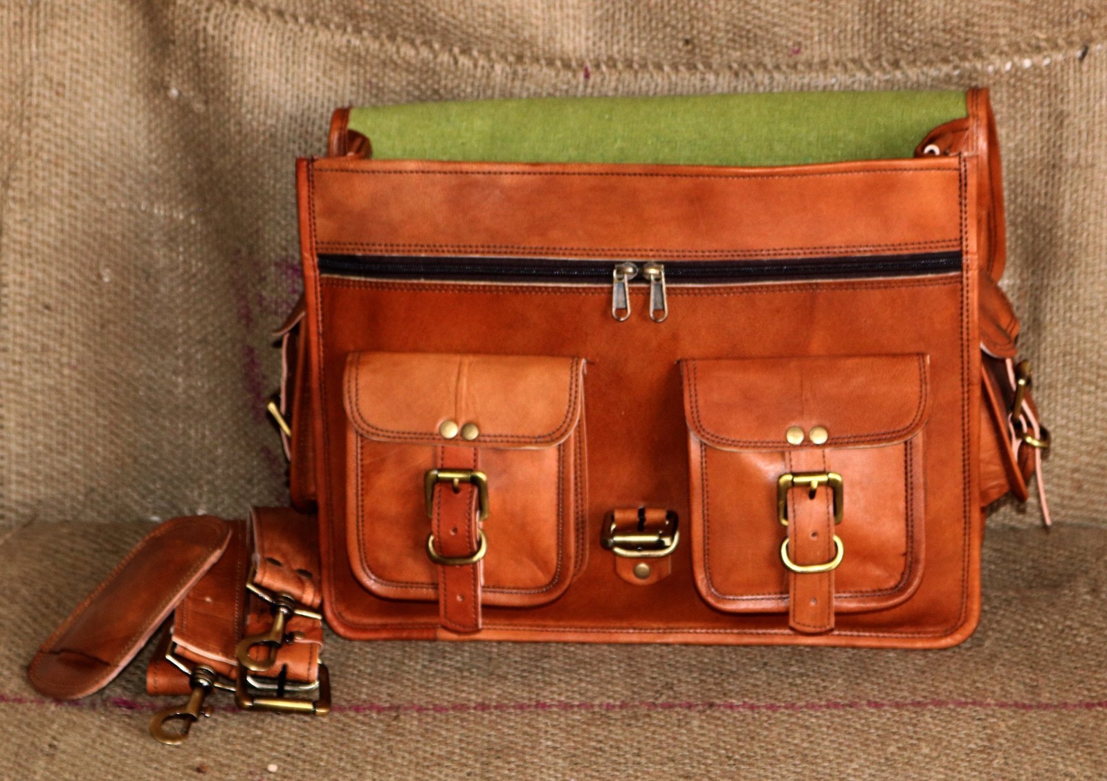 HANDMADE INDIAN DESIGNER DAKOTA LEATHER BRIEFCASE LAPTOP SATCHEL BAG MESSENGER