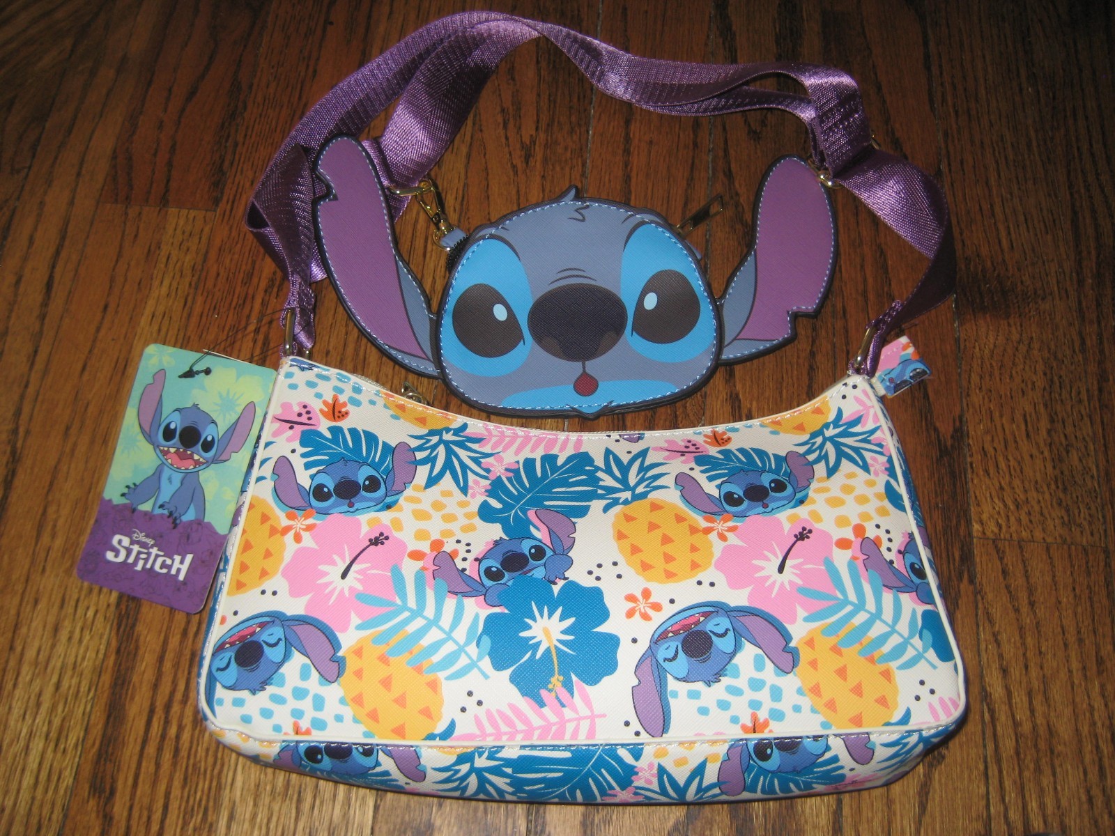 Lilo and Stitch Pineapple Toss Pattern Shoulder Bag Detachable Stitch Coin Purse
