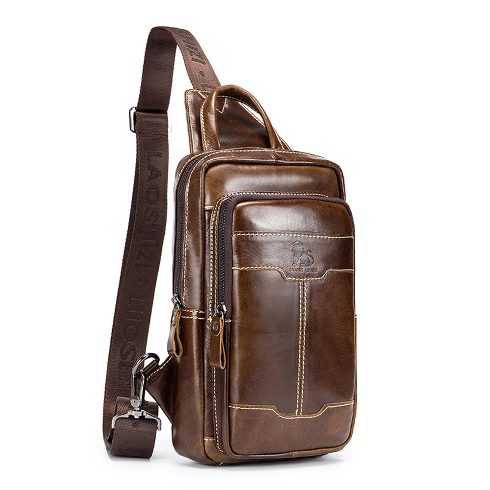 Men’s Genuine Leather Sling Chest Shoulder Bag Crossbody Satchel Backpack New