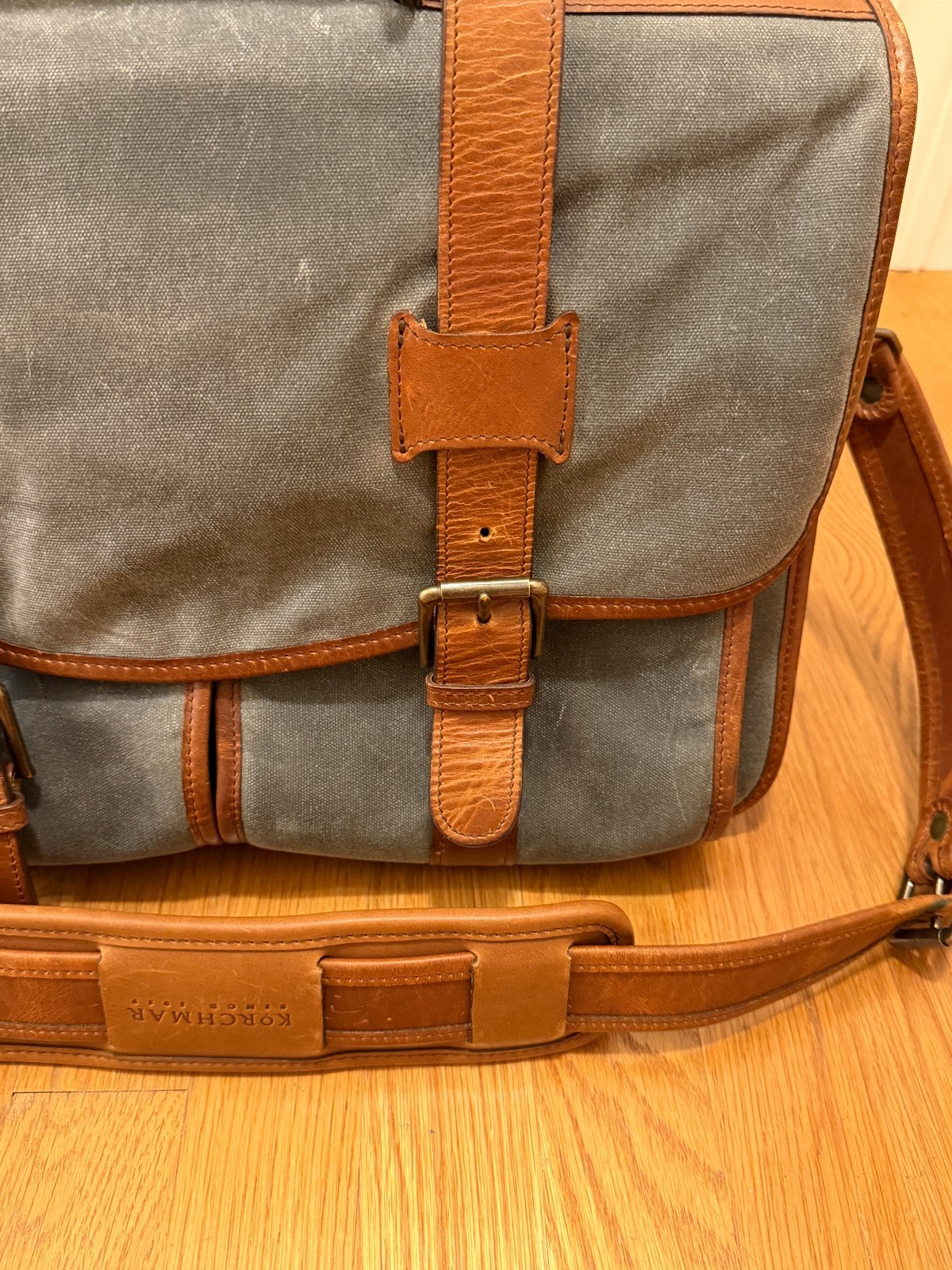 Korchmar Garfield Waxed Canvas Briefcase Bag Grey