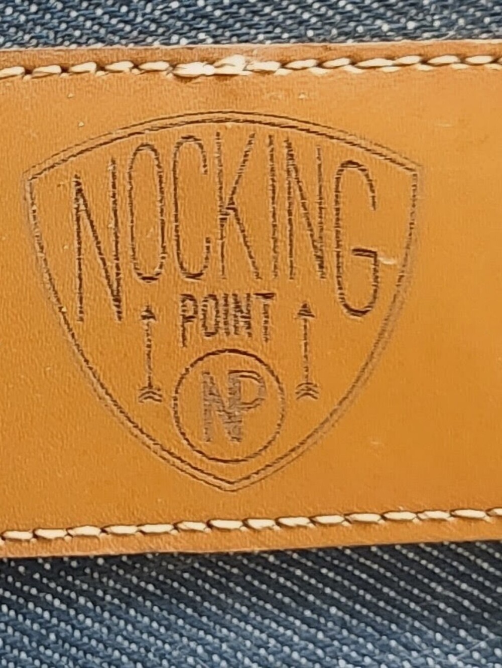 Knocking Point : Grey Denim Toiletry Dopp Kit with Leather Patch