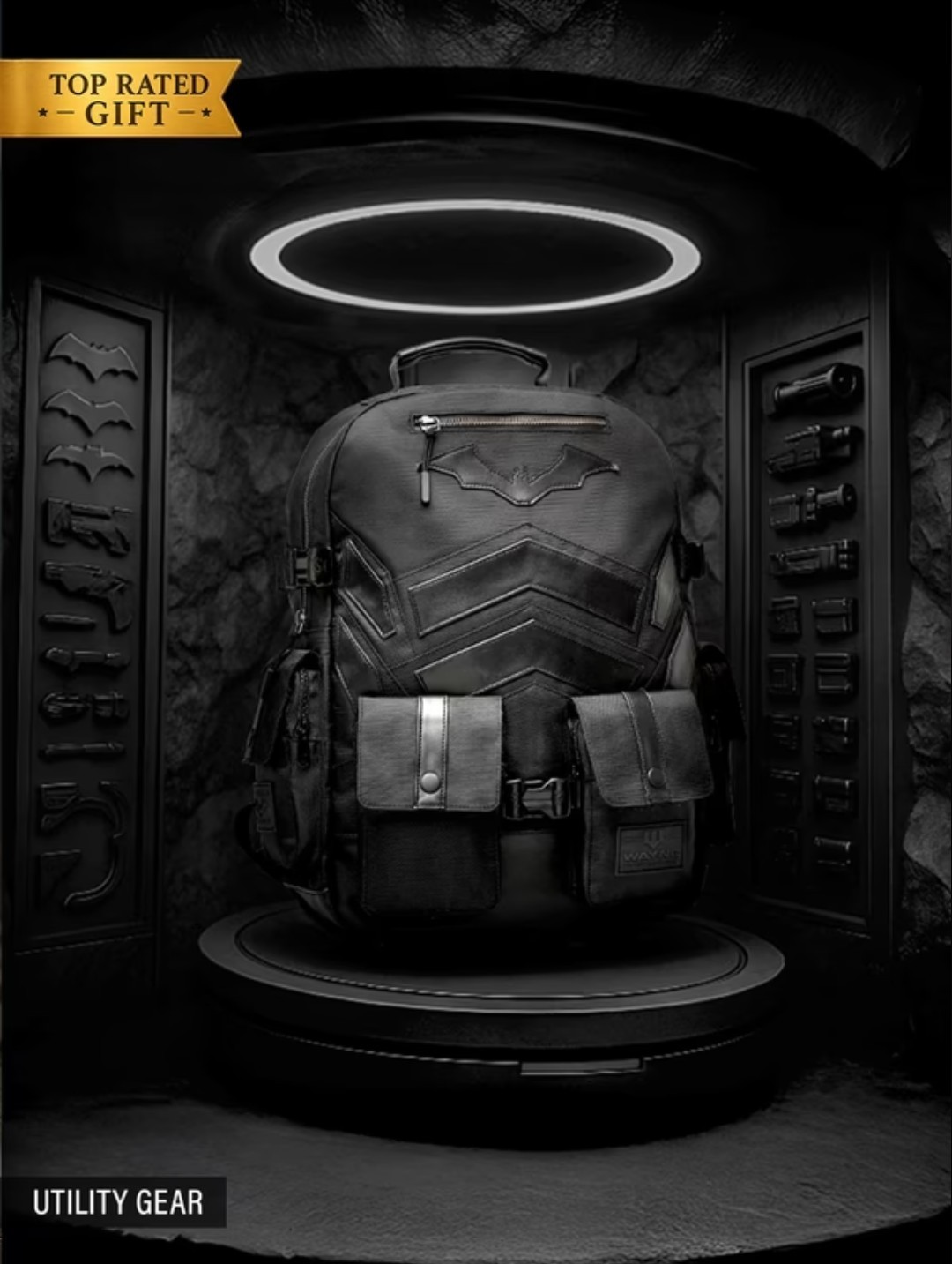 Backpack Batman Unisex Laptop School Travel Bag 19.3L Water Resistant Black