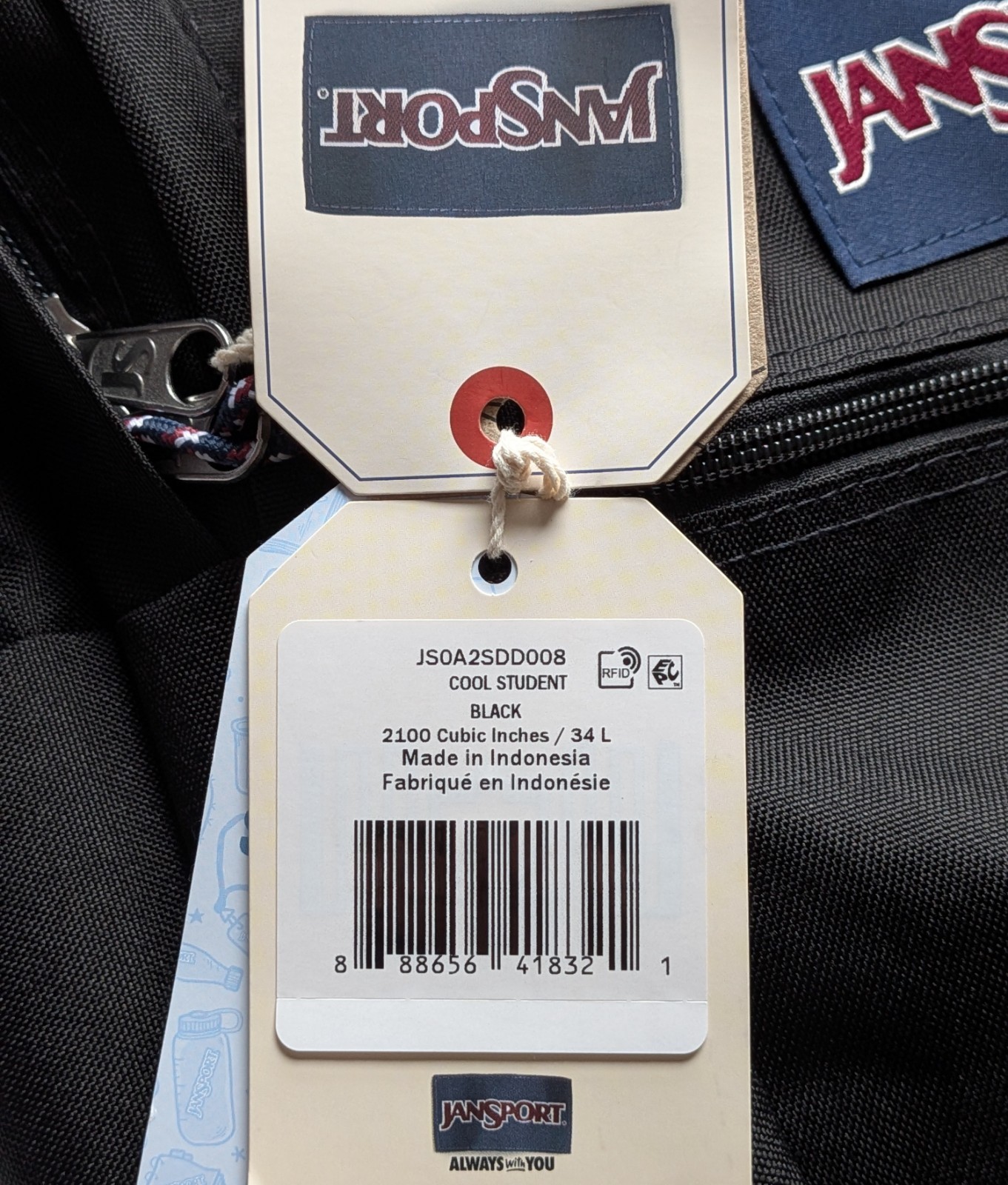 JanSport Cool Student Icon Backpack 15 In Laptop Sleeve Black Brown Size 34L