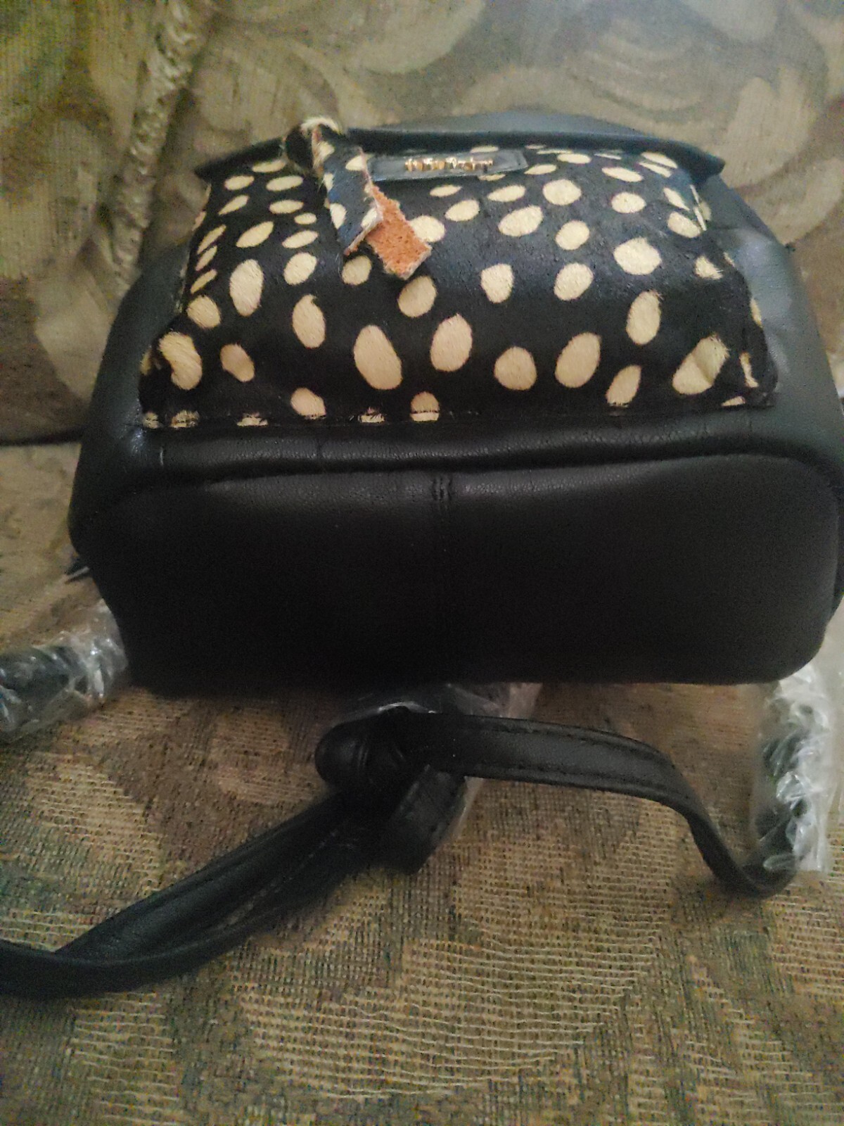ROCAI Spain Leather Backpack Bag Purse Premium Collection Black and Fur NWT